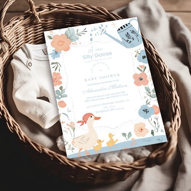 Invitación Baby Shower Blue Silly Goose (Subido por el creador)