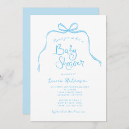 Invitación Baby Shower Blue Simple Bow