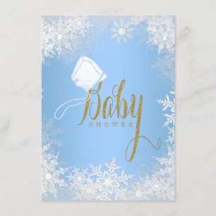 Invitación Baby Shower Blue Snowflake