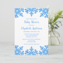 Invitación Baby Shower Blue Snowflake Winboy Boy