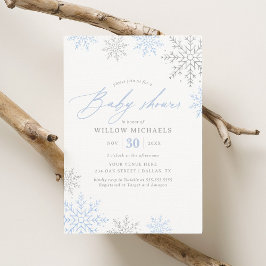 Invitación Baby Shower Blue Snowflake Winboy Boy