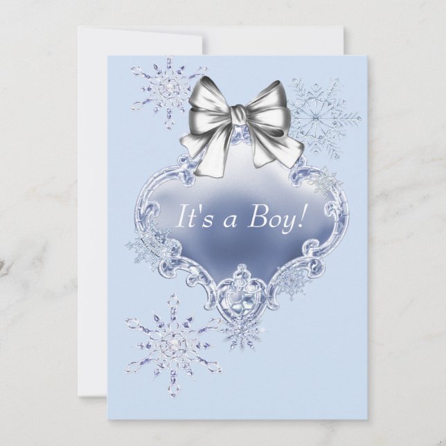 Invitación Baby Shower Blue Snowflake Winter Wonderland (Anverso)