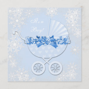 Invitación Baby Shower Blue Snowflake Winter Wonderland