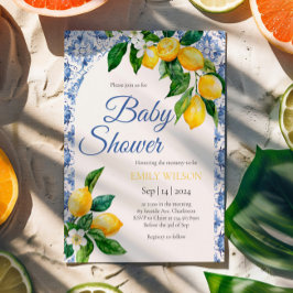 Invitación Baby Shower Blue Tile Lemon