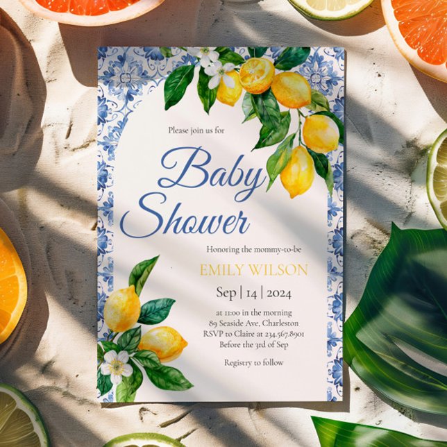 Invitación Baby Shower Blue Tile Lemon (Subido por el creador)