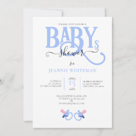 INVITACIÓN BABY SHOWER BLUE TWIN BOY CON PACIFIER