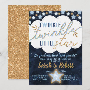 Invitación Baby Shower Blue Twinkle Little Star