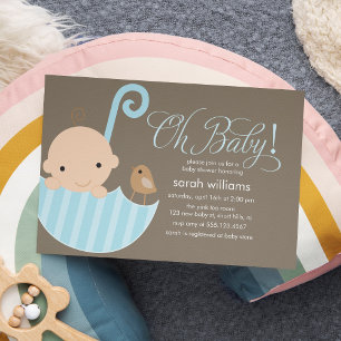 Invitación Baby Shower Blue Umbrella Boy
