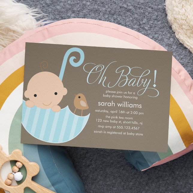 Invitación Baby Shower Blue Umbrella Boy (Subido por el creador)
