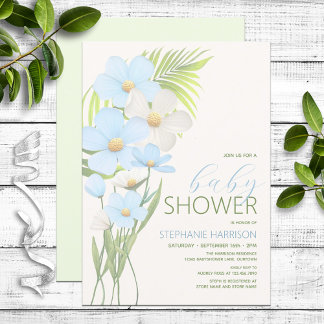 Invitación Baby Shower Blue Wildflower