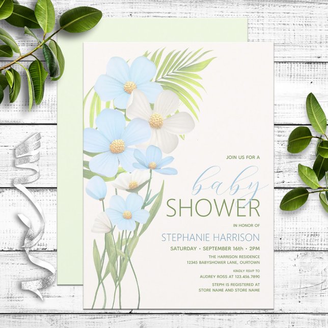 Invitación Baby Shower Blue Wildflower (Subido por el creador)