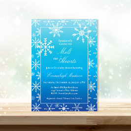 Invitación Baby Shower Blue Winter Wonderland Snowflake