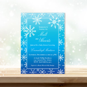 Invitación Baby Shower Blue Winter Wonderland Snowflake