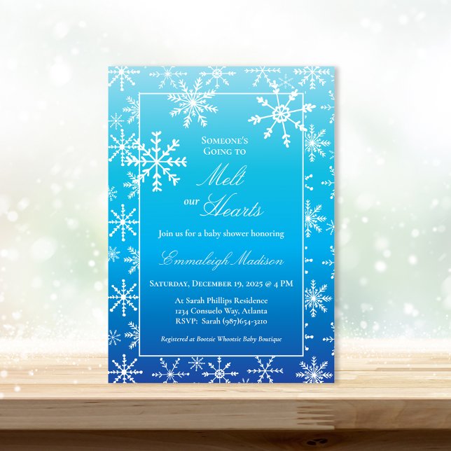 Invitación Baby Shower Blue Winter Wonderland Snowflake (Subido por el creador)