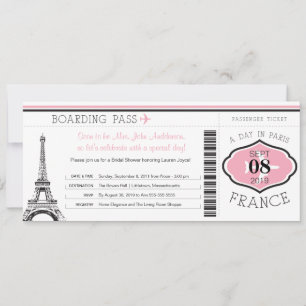 Invitación Baby Shower Boarding Pass a París
