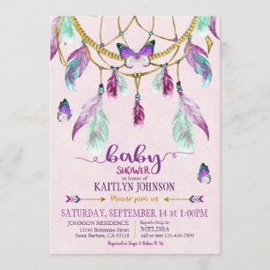 Invitación Baby Shower Bohemian American Dream Catcher