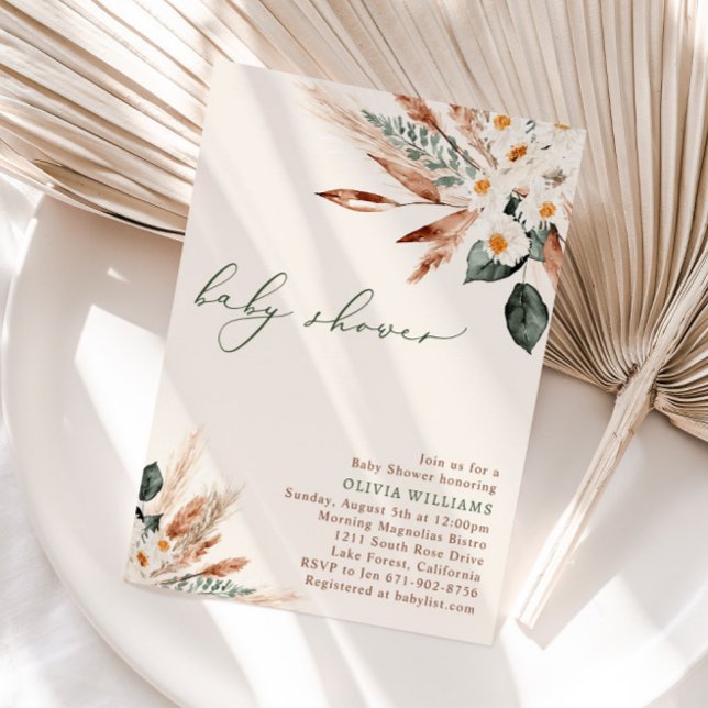 Invitación Baby Shower Bohemian Dried Floral Greeneration (Subido por el creador)