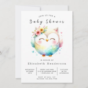 Invitación Baby Shower Bohemian Happy Owl