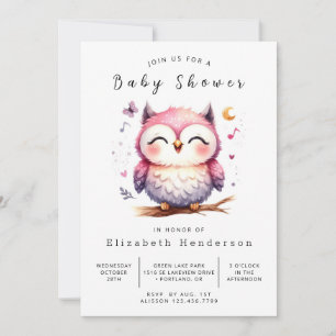 Invitación Baby Shower Bohemian Stylish Owl