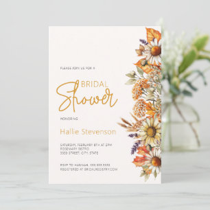 Invitación Baby Shower Bohemio de Otoño Acuarela Flor Silvest