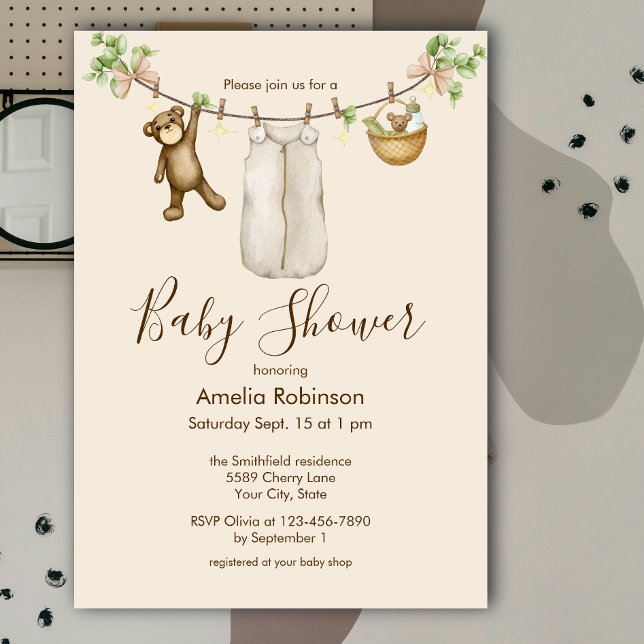 Invitación Baby Shower Boho Acuarela de Género Neutral (Subido por el creador)