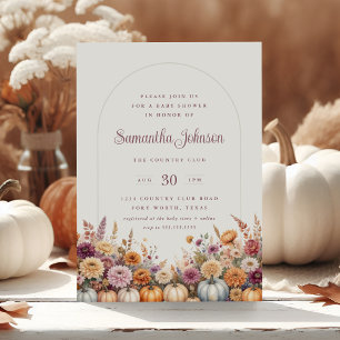 Invitación Baby Shower Boho Autumn Pumpkins and Florals