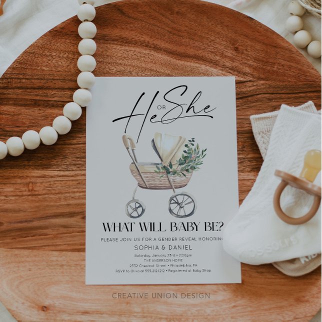 Invitación Baby Shower Boho Baby Stroller (Subido por el creador)