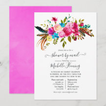 Baby Shower Boho Chic Floral Acuarela por Correo