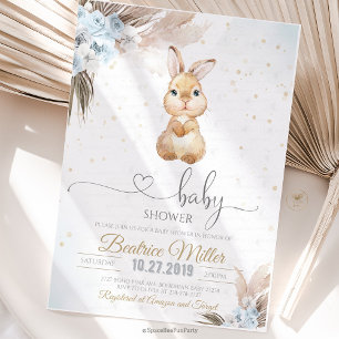 Invitación Baby shower Boho de conejito