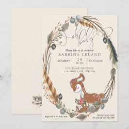 Invitación BABY SHOWER BOHO Deer y Fawn