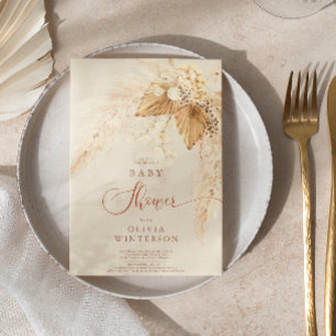 Invitación Baby Shower Boho Dried Flowers y Pampas Grass