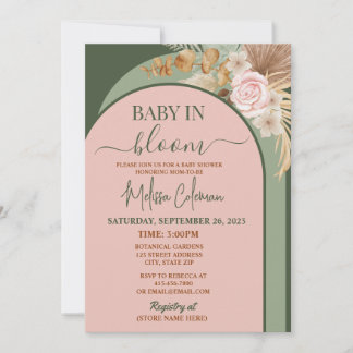 Invitación Baby Shower Boho Floral Bebé en Flor