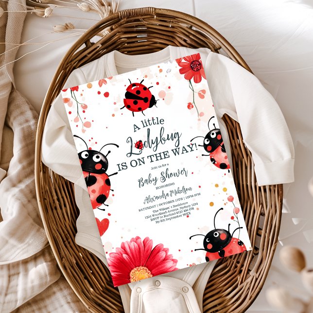 Invitación Baby Shower Boho Little Ladybug (Subido por el creador)
