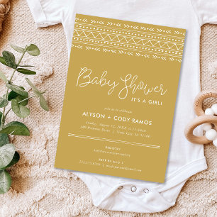 Invitación Baby Shower Boho moderno Mostaza