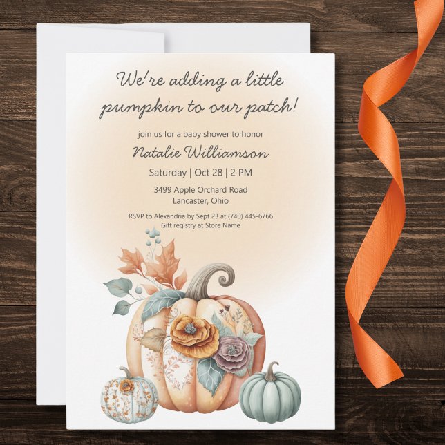 Invitación Baby Shower Boho Pastel Pumpkins (Subido por el creador)