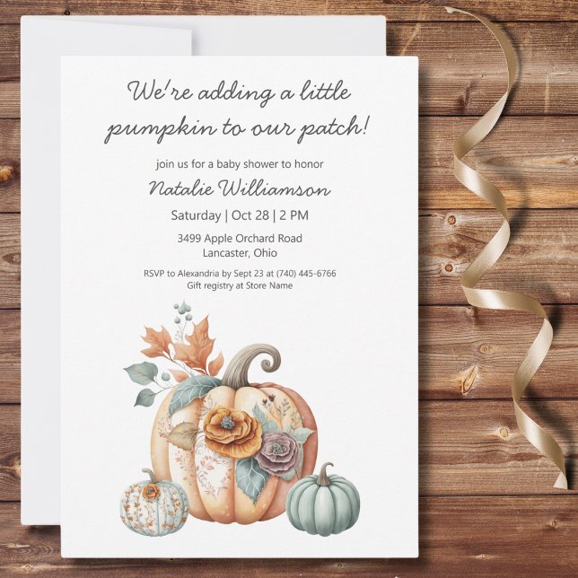 Invitación Baby Shower Boho Pastel Pumpkins (Subido por el creador)