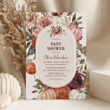 Baby Shower Boho Pumpkin Floral Fall