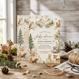 Invitación Baby shower boho rústico aventura bosque
