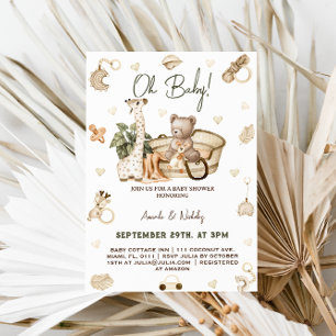 Invitación Baby Shower Boho Safari Bosque