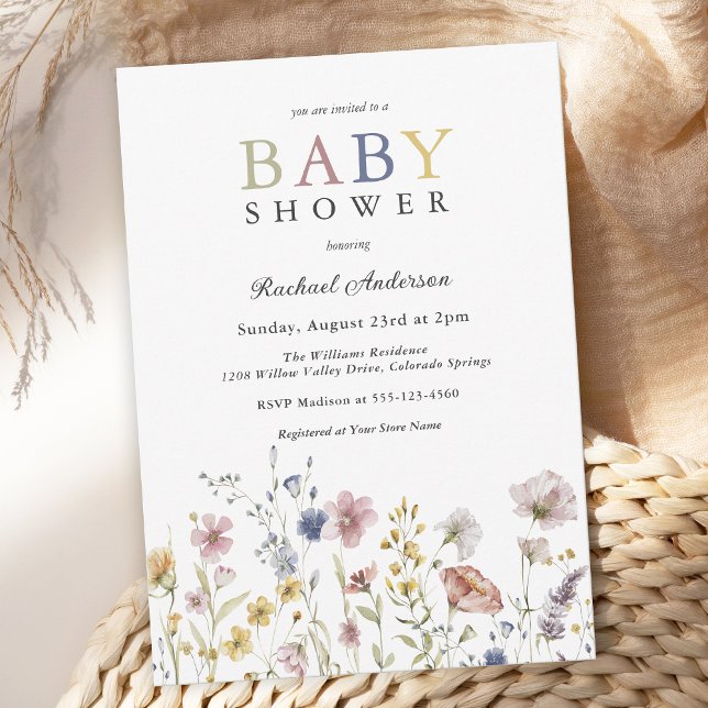 Invitación Baby Shower Boho Soft Wildflowers (Subido por el creador)