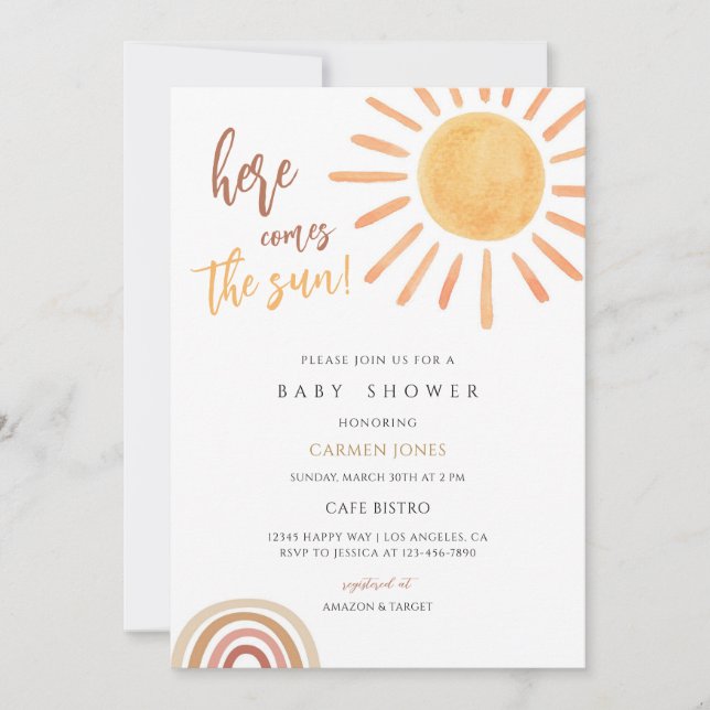 Invitación Baby Shower Boho Sunshine (Anverso)