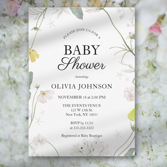 Invitación Baby Shower Boho Verde Suave Floral Neutro de Géne (Subido por el creador)