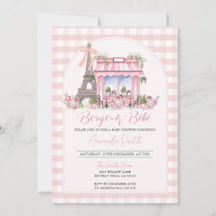 Invitación Baby Shower Bonjour Bebe de París francés