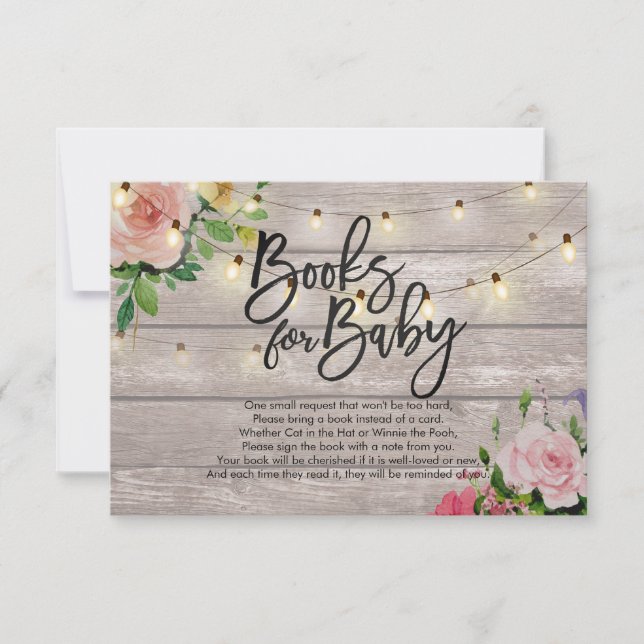 Invitación Baby Shower Books for Baby / Bring a book Request (Anverso)