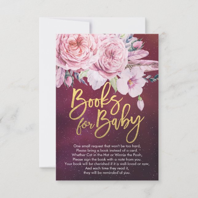 Invitación Baby Shower Books for Baby / Bring a book Request (Anverso)