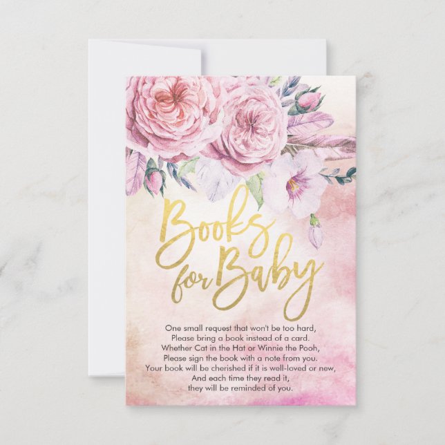 Invitación Baby Shower Books for Baby / Bring a book Request (Anverso)