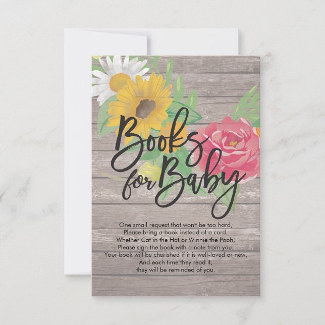 Invitación Baby Shower Books for Baby / Bring a book Request (Anverso)