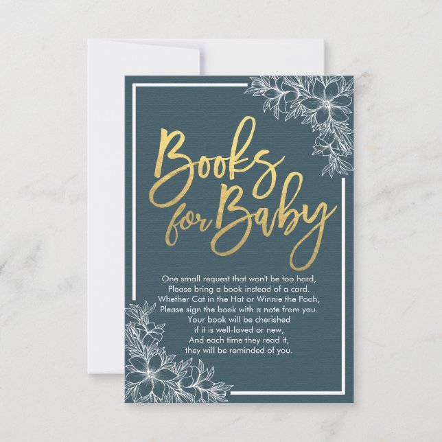 Invitación Baby Shower Books for Baby / Bring a book Request (Anverso)