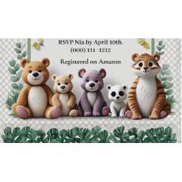 Invitación Baby Shower Bosque Animal Verde y Lavanda