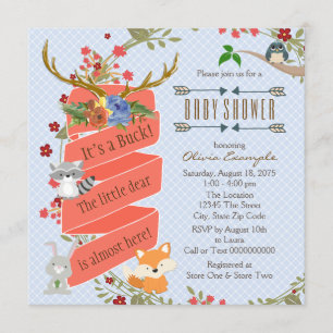 Invitación Baby Shower Bosque Ciervo